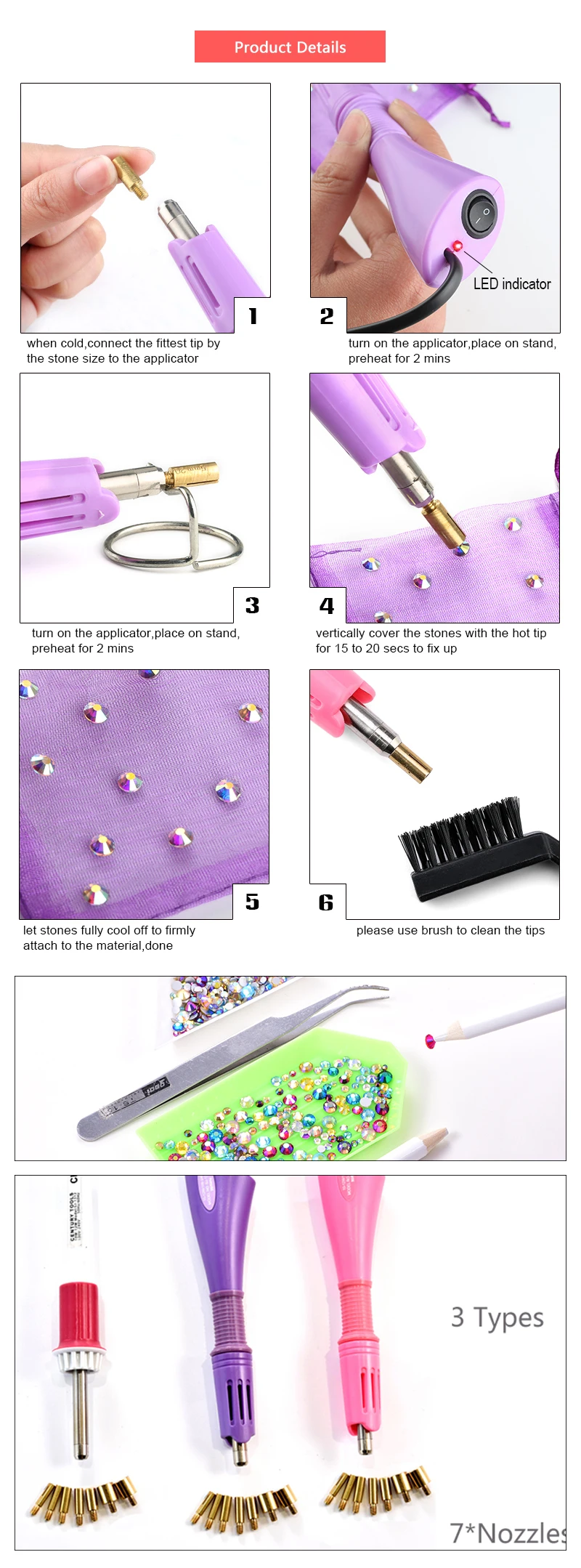 Oleeya hot fix rhinestones Applicators (3)