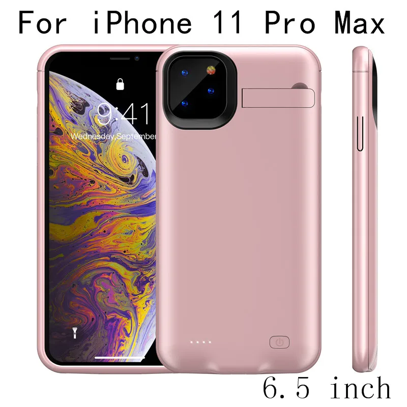 Чехол для зарядного устройства для iPhone 11, тонкий ударопрочный внешний аккумулятор, зарядная крышка для iPhone 11 Pro Max, зарядное устройство, задняя упаковка - Цвет: i11 ProMax-Pink