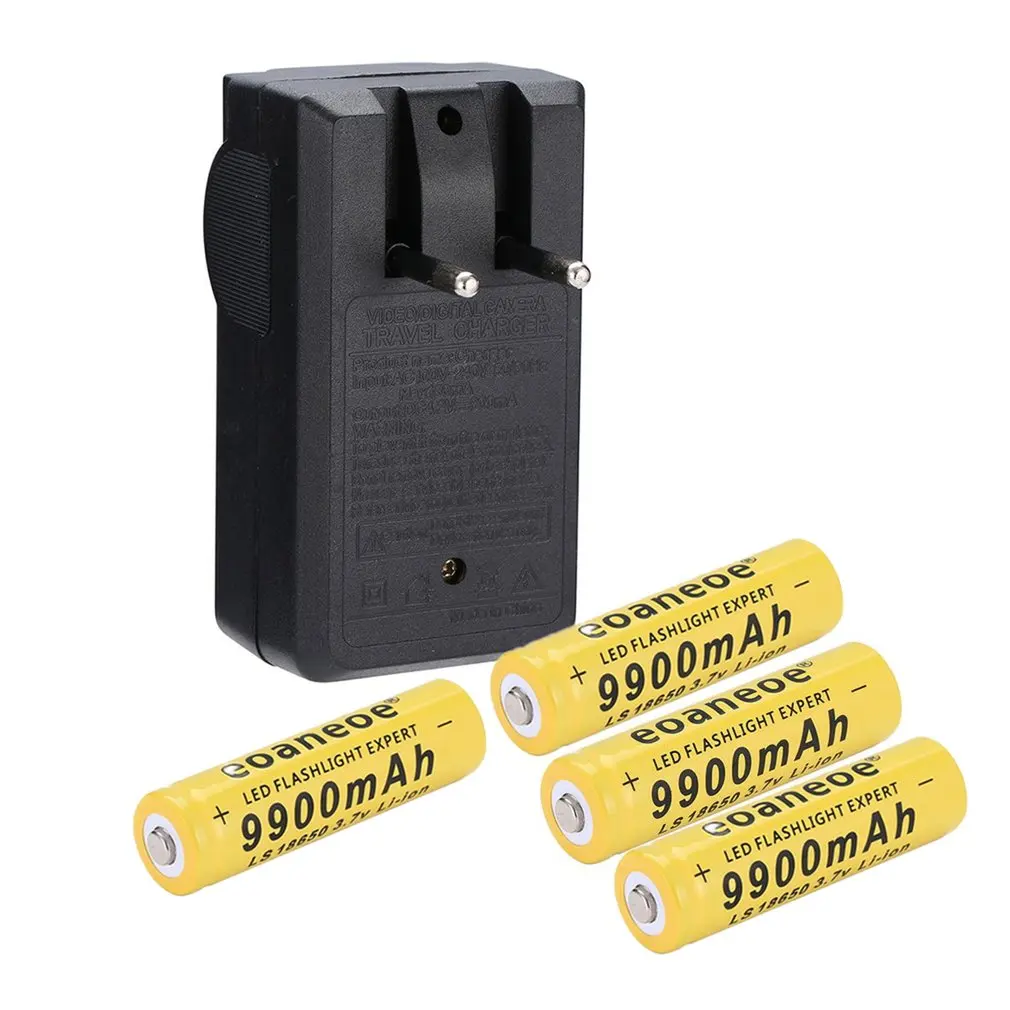 EUEU Желтый Прочный 3,7 V 18650 батареи 9900mAh литий-ионная аккумуляторная батарея для фонарика+ США зарядное устройство