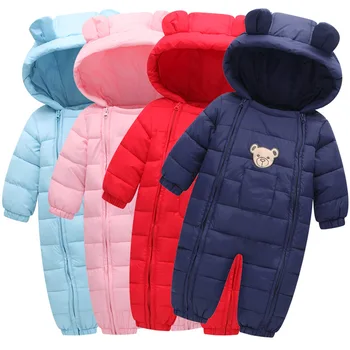 

Bear Rompers for Baby Winter Pockets Hooded Baby Boy Clothes Dos Desenhos Animados Menina Infantil Children'S Winter Rompers