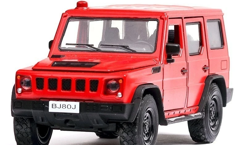 1/32 BJ 80 Литой автомобиль Dongfeng внедорожный внедорожник воины моделирование модели автомобиля оттягивать звук бордовый игрушки для детей - Цвет: Red with box