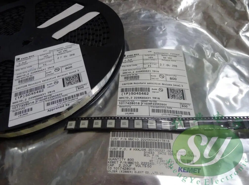50 шт. KEMET RIFA 5045 SMD патч 2,2 мкФ/с алюминиевой крышкой, 50В 2 u2 225 newMMC10, 2 225 k50a