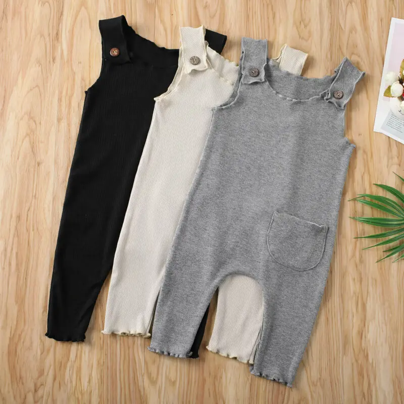 Blotona Cotton Newborn Baby Boy Girl Summer Clothes Solid Romper Long Jumpsuit Outfit 0-18M