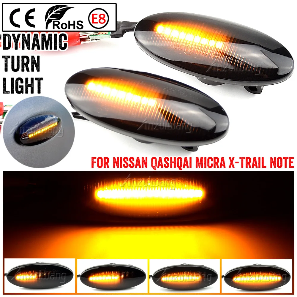 

Dynamic LED Side Marker Turn Signal Lights For Nissan Qashqai Dualis Juke Micra March Micra CUBE EVALIA Note X-Trail LEAF