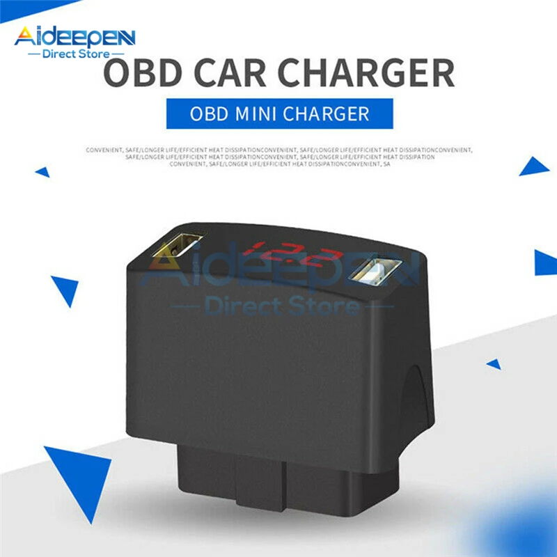 DC 5 В Dual USB OBD Мини Автомобильное зарядное устройство светодиодный дисплей напряжение обнаружения зарядное устройство Поддержка 12V24V Автомобильный источник питания защита от низкого напряжения