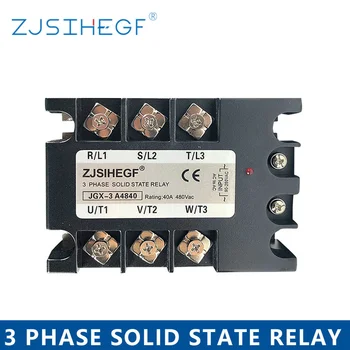 

China BrandThree Phase JGX-3 4840AA/DA Solid State Relay With For 3phase SSR Heat Sink 40A Input 3-32VDC 90-280VAC 24-480AAC
