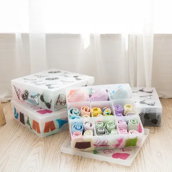 

Environmentally Friendly Plastic Bra Underwear Seperated Storage Box Underwear Socks Covered Drawer Organizing Storage Box Sub-