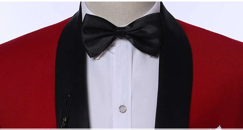 Европейский размер, Мужской однобортный Тонкий костюм, 2 комплекта одежды для жениха, смокинг на заказ, модный красный свадебный костюм