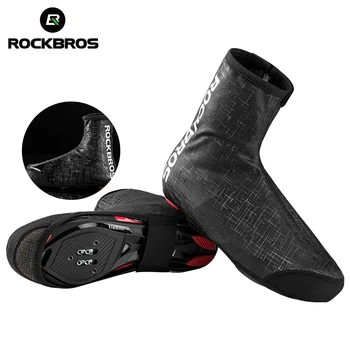 

ROCKBROS Winter Cycling Shoe Cover Reflective Rainproof High Elastic Adjustable Windproof Ski Bike m MTB Shoe Covers Overshoes