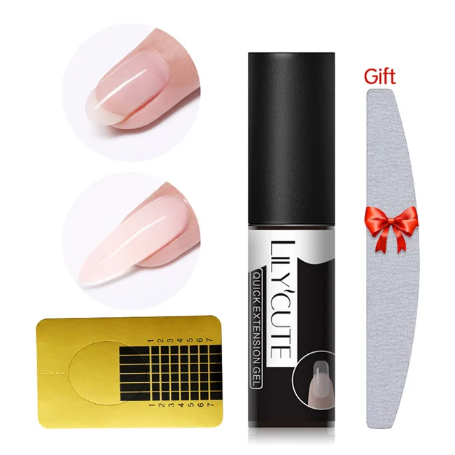 4Pcs 3 LILYCUTE Быстрый полигелевый набор для наращивания ногтей Французский прозрачный дизайн ногтей розовый цвет кончик для ногтей Форма Кристалл УФ гель для ногтей набор - Цвет: 4Pcs 3