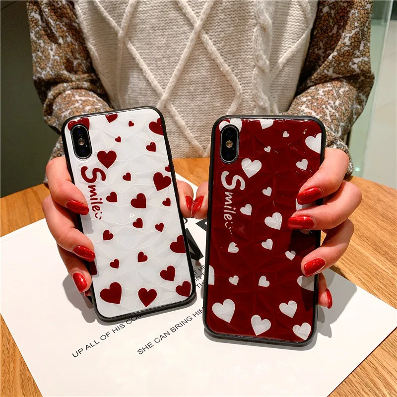 Ile Heart Creative Diamond Pattern iphonexr MAX Phone Case iPhone 8 /7plus All Edges Included Shatter-resistant Applicable