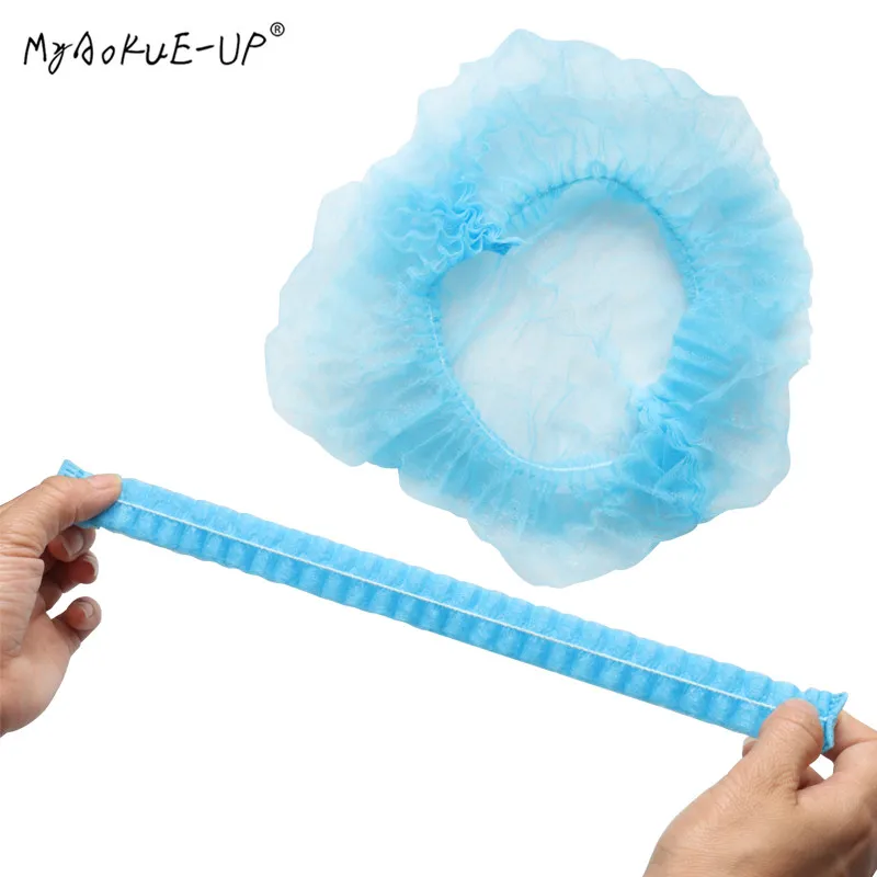 blue 100 шт./лот, одноразовая шапочка для душа s, для салона, для дома, для душа, для купания, эластичная шапочка, для наращивания ресниц, инструмент для макияжа - Цвет: blue