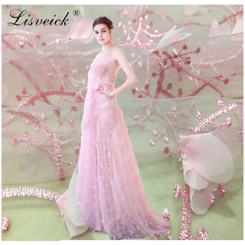 

1meter Handmade 3D Flower Embroidery Lace fabric Tulle Lace Mesh DIY Wedding party dress Clothes sewing Craft accessories