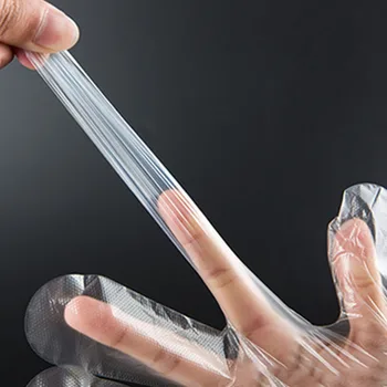 

100Pcs Kitchen Accessories Portable Waterproof Oil Resistant Dish Washing Gloves Transparent PE Disposable Multipurpose Gloves