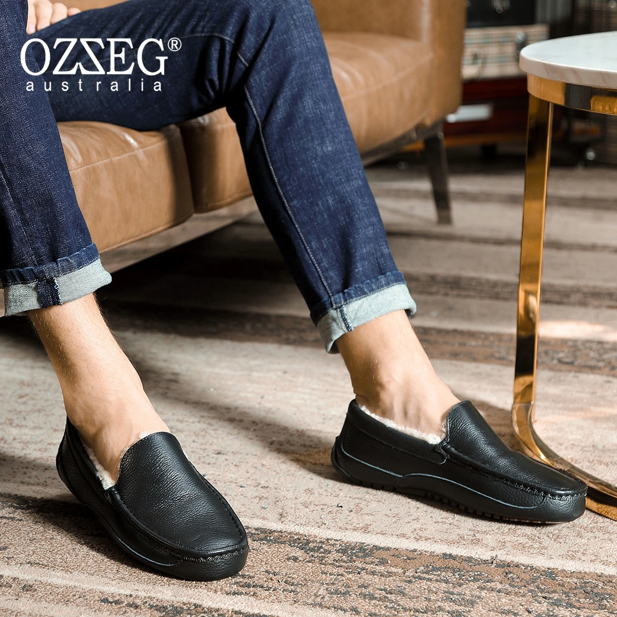 OZZEG/Роскошная брендовая Дизайнерская обувь Мужские Зимние Мокасины из