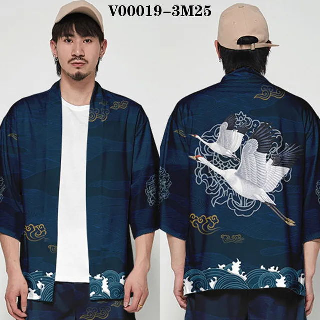 Японское кимоно Haori Yukata 3D печать Косплей женщин/мужчин мода лето Повседневная крутая короткий рукав - Цвет: hf-421