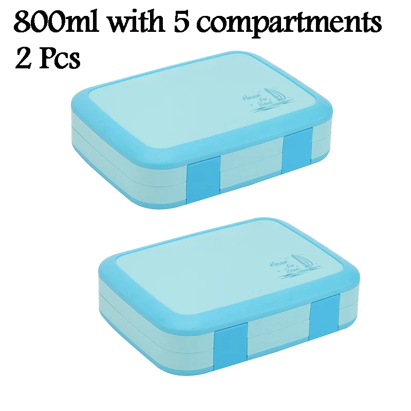 2 или 1 Bento Box для детей герметичный Ланч-бокс Microwavable контейнеры для еды большой ящик для хранения с отсеками - Цвет: 2 Pcs KT177