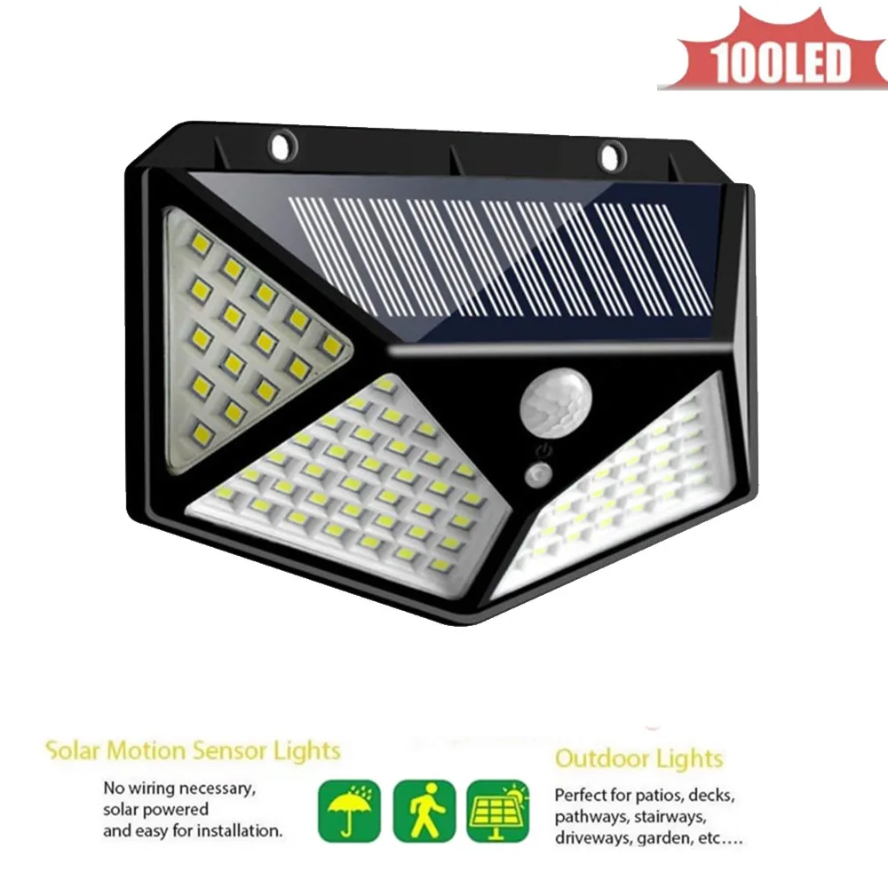 

Outdoor Solar Light 100 LED Solar Power Lamp Bulb Auto PIR Motion Sensor Solar Lantern Waterproof Street Wall Garden Lights 4 si
