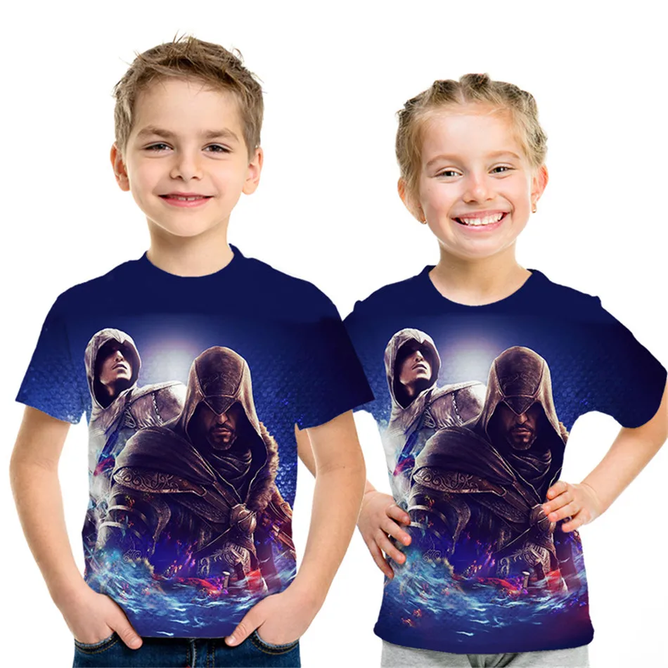 Летняя футболка с 3D принтом Assassins Creed для детей от 4 до 12 лет модная футболка с принтом аниме для мальчиков и девочек Детские футболки в стиле хип-хоп - Цвет: picture show NT-874