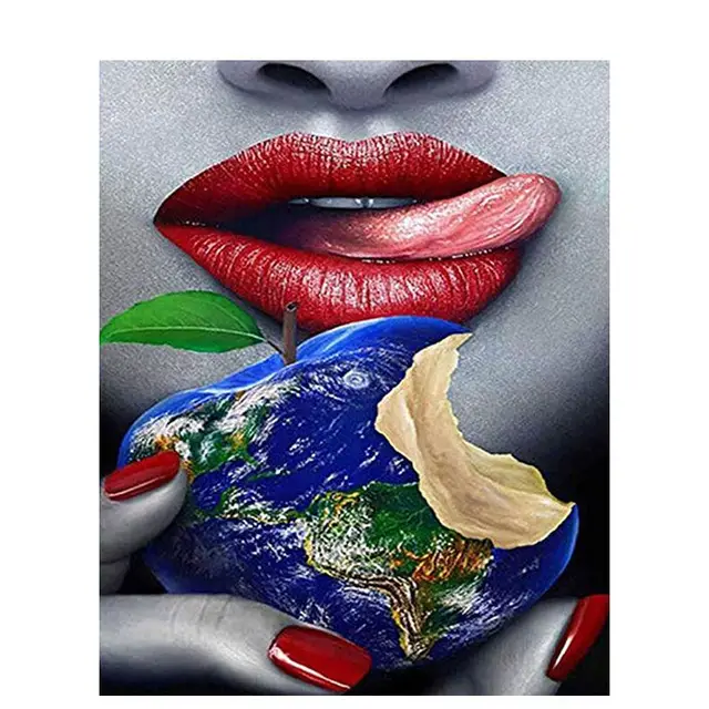 CHENISTORY DIY Frame Paint By Number Flame Red Lips Landscape For Adults Picture By Numbers Acrylic Drawing On Canvas Home Decor 9916419