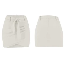 Женская Однотонная юбка с перекрещивающимися вставками на шнуровке Повседневная пляжная юбка JS24