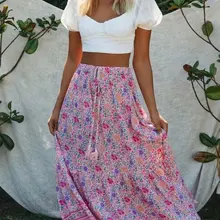 Юбка с принтом и эластичной резинкой на талии