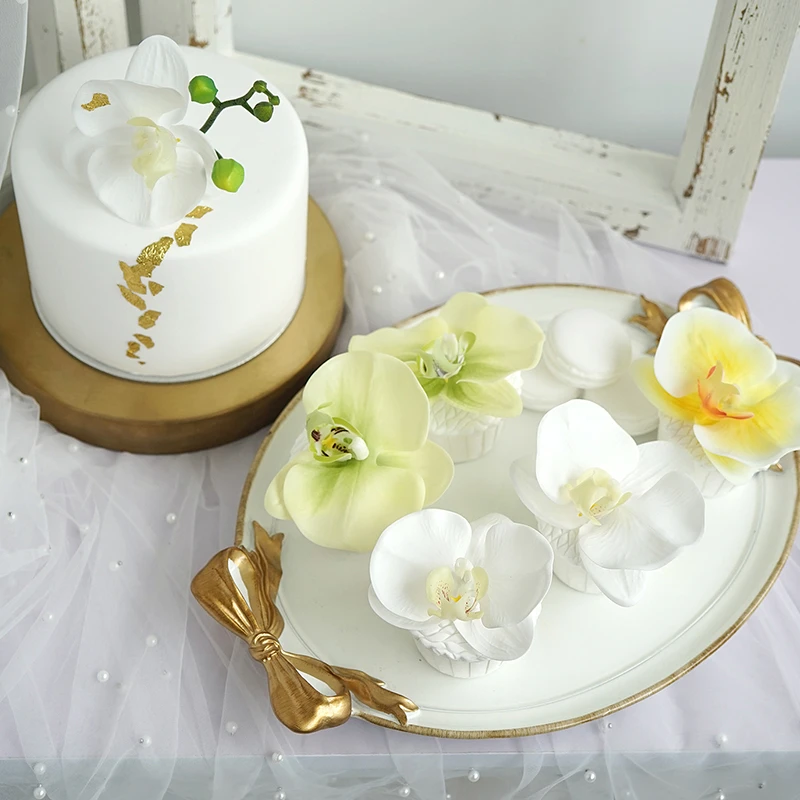 Sweetgo Gateau Orchidee Papillon Artificiel Modele De Dessert En Argile Muffin A Fleurs Accessoire De Decoration Pour La Maison Vitrine Outils De Photographie Aliexpress