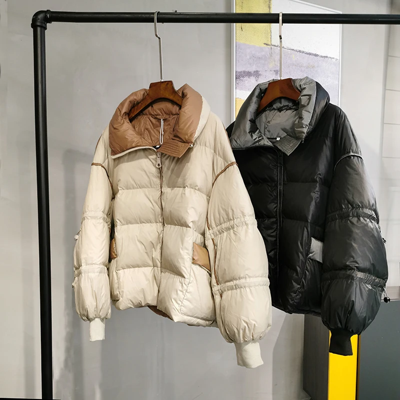 Женская зимняя водонепроницаемая куртка, Женская Толстая теплая парка, пуховик с рукавом-фонариком, свободное зимнее пальто с хлопковой подкладкой