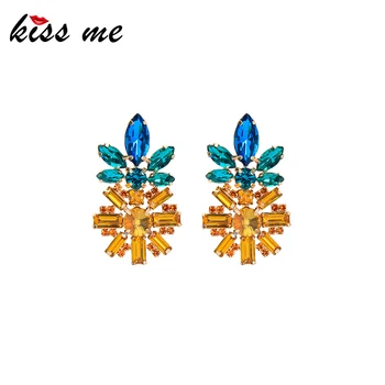 

kissme Exquisite Crystal Abstract Pineapple Drop Earrings For Women High-quality Gold Color Brass Earrings New Fashion Jewelry