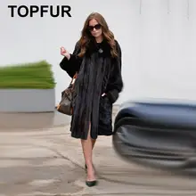 TOPFUR, новая мода, зимнее женское длинное пальто с длинными рукавами, пальто из натурального меха для женщин, пальто из натурального меха норки с отложным воротником
