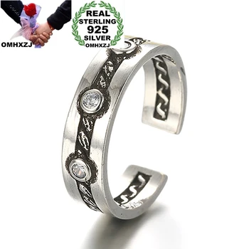 

OMHXZJ Wholesale RG152 European Fashion Woman Girl Party Birthday Wedding Gift Vintage AAA Zircon 925 Sterling Silver Open Ring