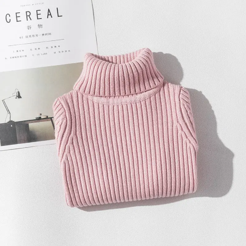 pink sweater Свитера для девочек однотонный вязаный свитер с высоким воротником осенняя одежда для детей белый пуловер топы для детей 2, 3, 4, 8, 12, 13 лет - Цвет: pink sweater