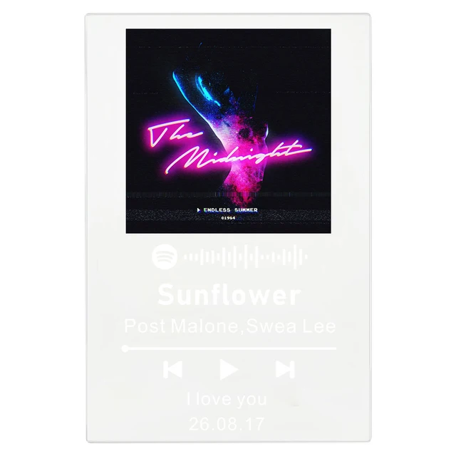 Custom Spotify Code Acrylic Transparent Music Board Personalized Photo Frame Style Wedding Anniversary Valentine's Day Gift White with code