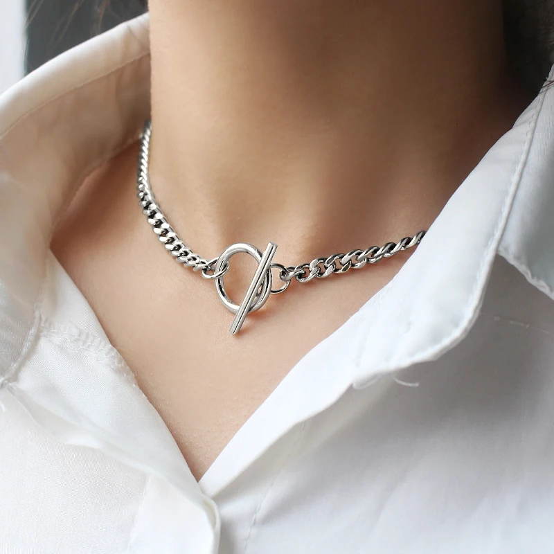 【TATIANA】Bold Mix Chain Toggle Choker Necklace★送料無料 Hcf40eff038c84f578250af82bce7c