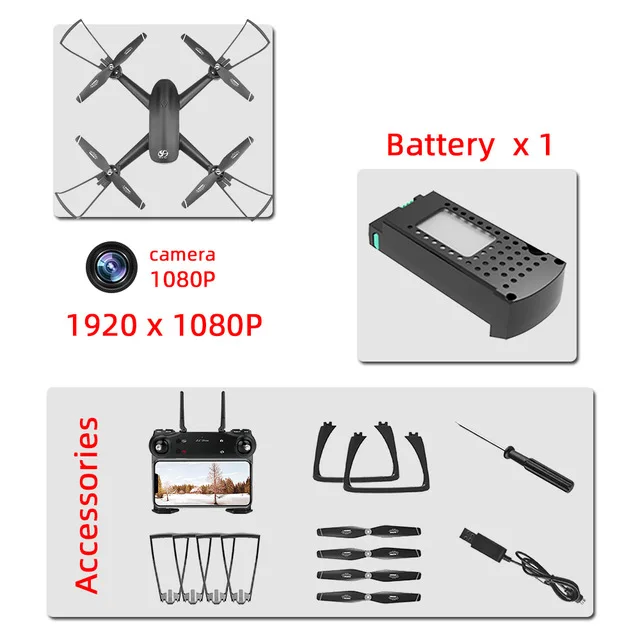 black 1080p 1Battery Радиоуправляемые дроны 4K двойная камера HD аэрофотосъемка полет 25 минут FPV Дрон оптический поток позиционирования следуют Радиоуправляемый вертолет, игрушки - Цвет: black 1080p 1Battery