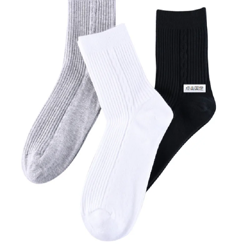 Men's Sock 100 Combed Cotton Mid Calf Socks Absorb Sweat deodorant All Seasons 3 Pairs