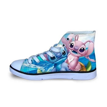 

Stitch Print Kids Children Shoes For Boys Girls Cosplay Anime Style Sneakers Lace Up Sport High Top Flat High Quality Fashion