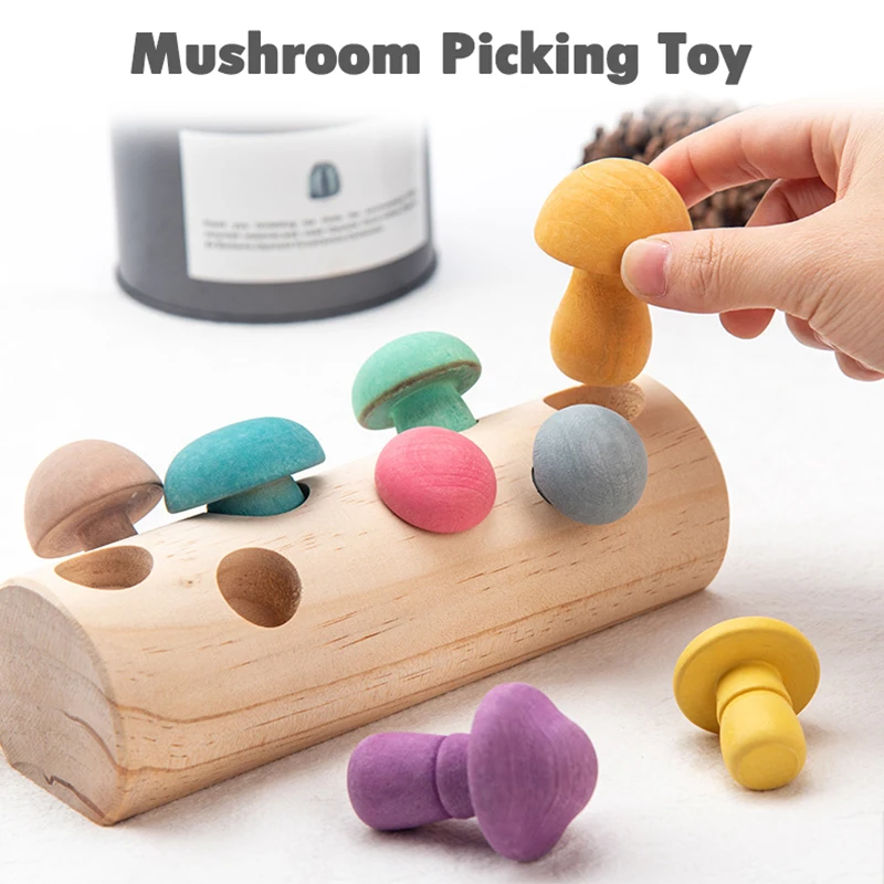 Wooden Rainbow Blocks Mushroom Picking Game Montessori Educational Wooden Baby Toys Developmental Shape Matching Assembly Grasp 2 Wooden Rainbow Blocks Mushroom Picking Game Montessori Educational Wooden Baby Toys Developmental Shape Matching Assembly Grasp 2