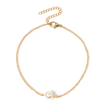 

Simple Summer Beach Exquisite Pearl Foot Chain Anklets Women Cute Gold Silver Color Ankle Bracelet Leg Bohemian Barefoot Jewelry