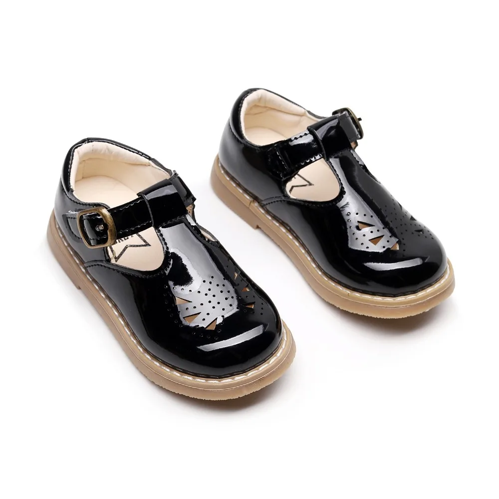 Новая высококачественная кожаная обувь, детская повседневная обувь, обувь для маленьких девочек с Т-образным ремешком, обувь Мэри Джейн на плоской подошве, размер 21-30