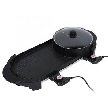 

2 In 1 Electric BBQ Grills Pan with Hot Pot Household Barbecue Machine Electric hotplate BBQ Tools Teppanyaki Grilled Meat Pan