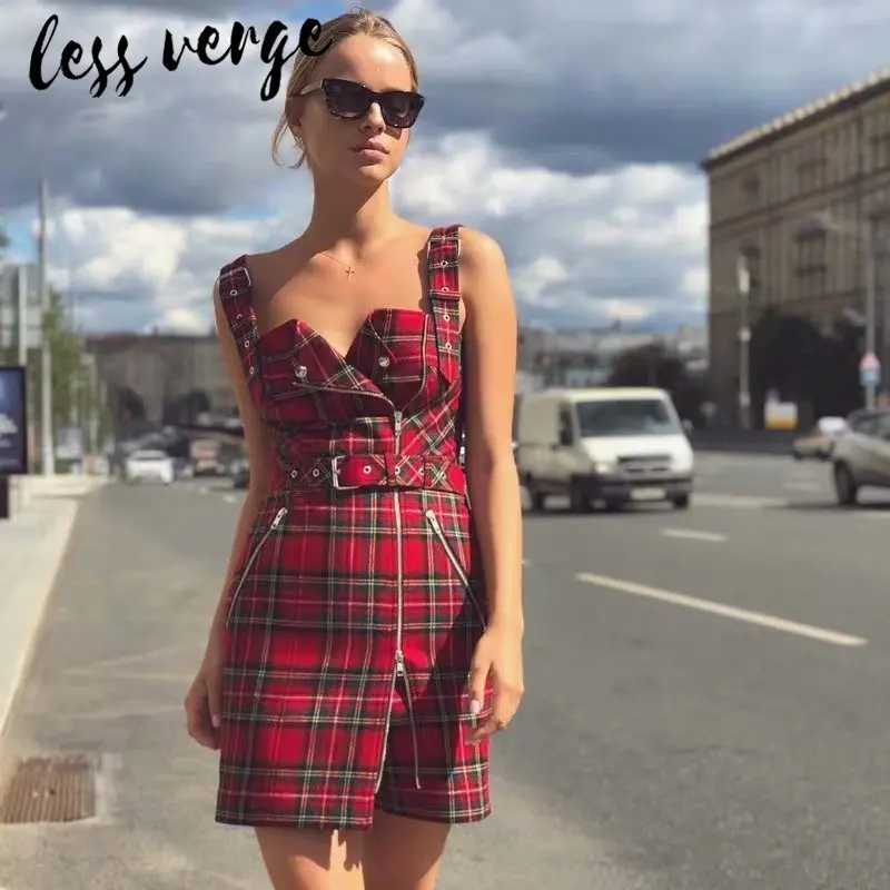 Женское платье без рукавов lessverge Красное Облегающее вечернее с поясом на молнии