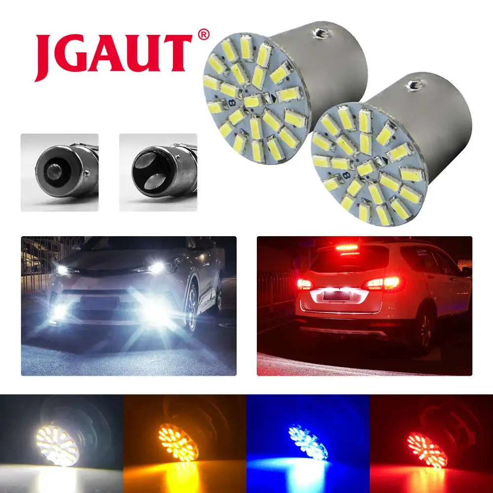 JGAUT 1156 1157 3528 Led 22 света с поверхностным монтажом p21w bay15d ba15s P21 автоматический стоп-сигнал заднего поворота сигнального фонаря белый Янтарный красный