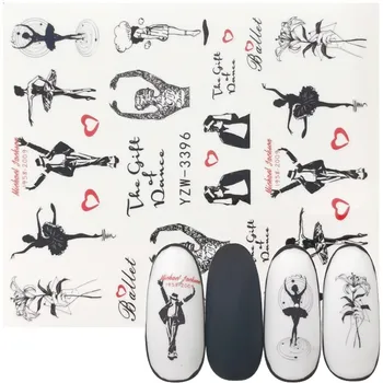 

2020 New Designs Watermark Nail Sticker Beautiful Dancing Gril Water Transfer Decals Empaistic Nail Water Slide Decals
