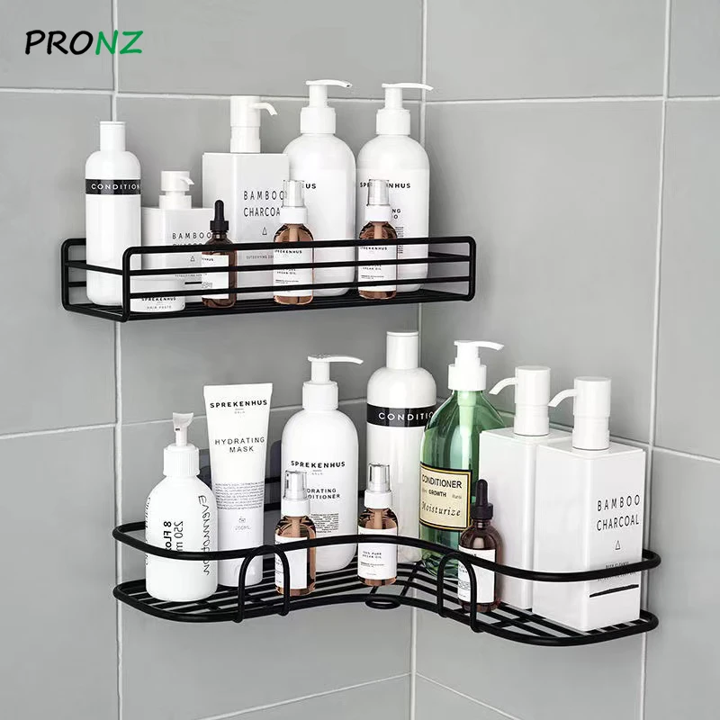 Wall Mounted Bathroom Storage Rack Stainless Steel Punchfree Shower