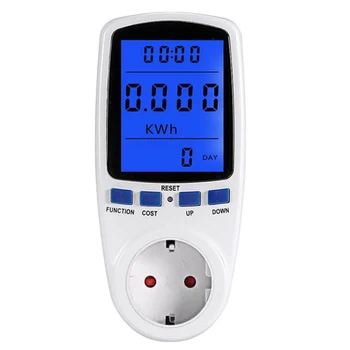 

Socket Digital Wattmeter Power Consumption Watt Energy Meter KWh AC 230V Electricity with Backlights EU Plug
