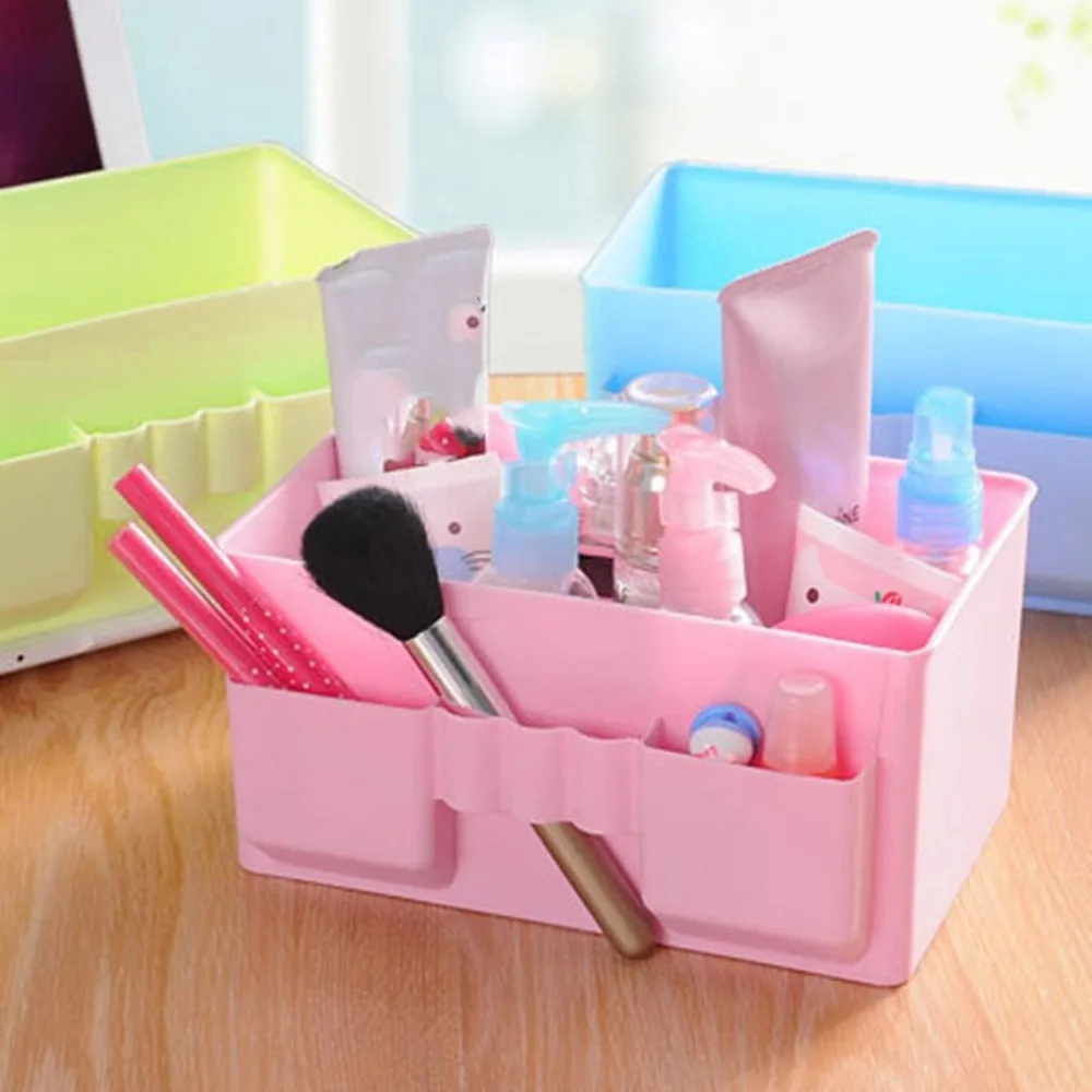 Multi-Slots Design Makeup Arrangement Storage Box Organizer Transparent Cosmetic Tools Storage Case for Home Office