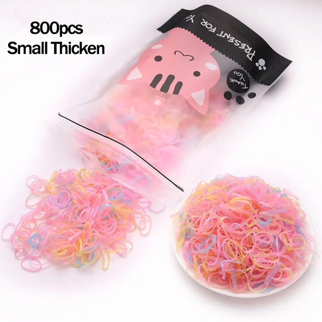 1000pcs/Pack Girls Colorful Small Disposable Rubber Bands Gum For Ponytail Hold Scrunchie Hair Bands Fashion Hair Accessories 800colors thick