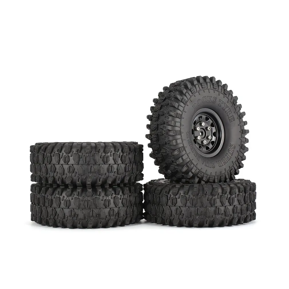 

HOT 4Pcs 1.9 Inch 120mm Rubber Tires Tire with Metal Wheel Rim Set for 1/10 TRX-4 SCX10 RC4 D90 RC Crawler Car Part