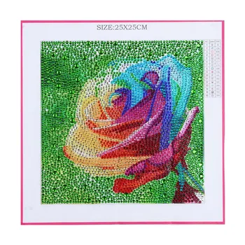 

Full 5D Diy Diamond Painting Kit, Colorful Roses Shaped Embroidery Cross Stitch Rhinestone Painting Decor